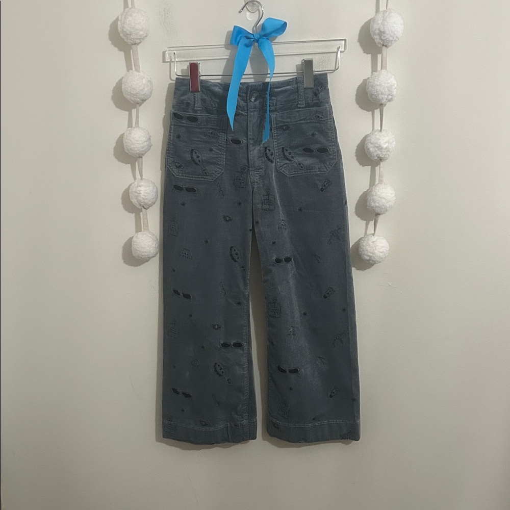 Anthropologie The Colette Crop Wide Leg Embroidered Corduroy Pants by Maeve - Picture 6 of 12